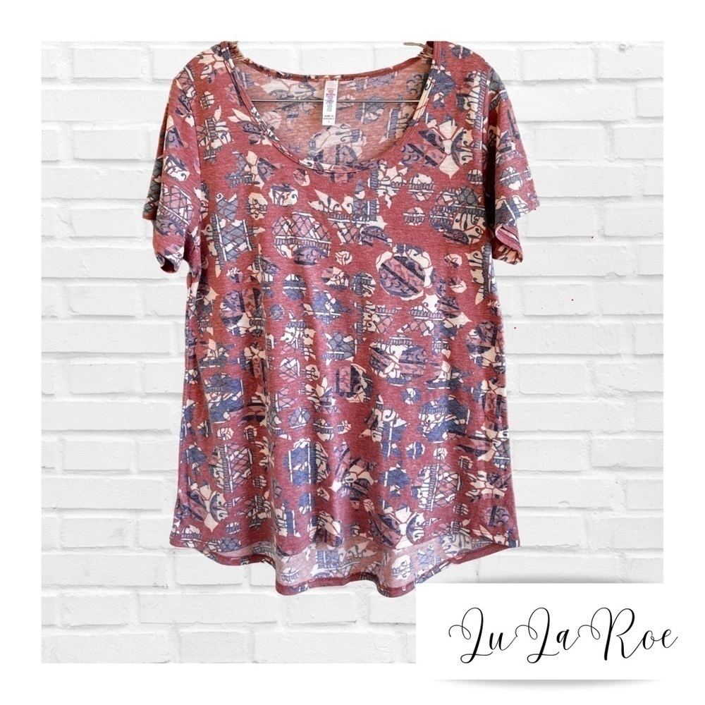LuLaRoe Erika Short Sleeve Swing Rose Pink Scoop Neck Tunic T-shirt Women’s L